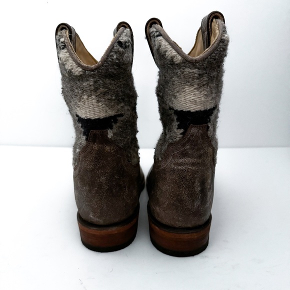 Stetson Sandia Serape Aztec Textile Western Leather Ankle Round Toe Boots - Picture 6 of 7